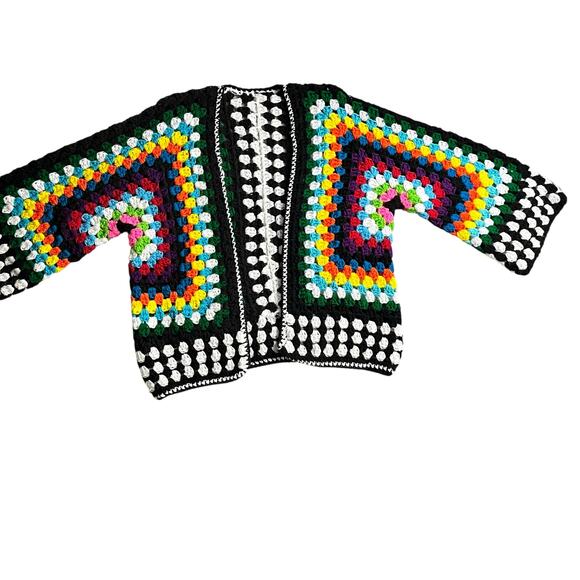 Handmade‎ Crochet Bright Vibrant Hexi Cardigan Boho Festival  Fits S to L (3003) - Picture 2 of 11